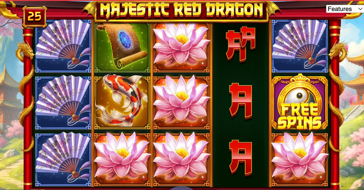 Majestic Red Dragon free spins feature with collection meter
